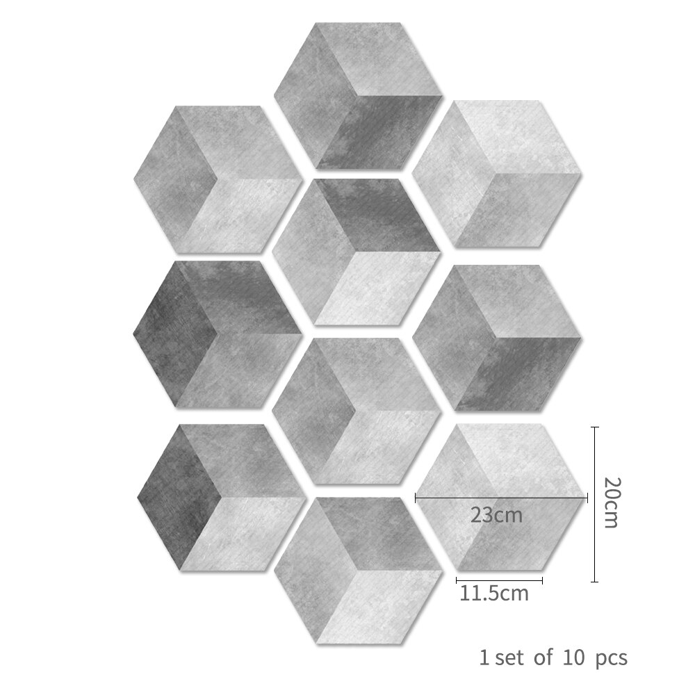 Funlife®Autocollant de carrelage hexagonal Grunge en PVC, autocollant mural auto-adhésif de cuisine, facile à nettoyer, bricolage