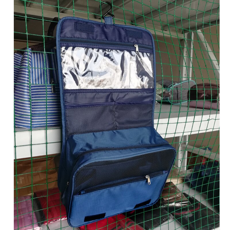 Travel Cosmetic Handbag Women Makeup Bag Toiletries Organizer Waterproof Storag Hanging Bathroom Wash Bags: Navy