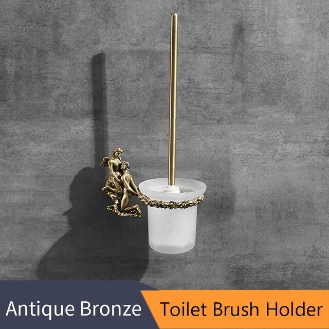 Romantic Series Bronze Bathroom Toilet Paper Holder Wall Mounted Towel Bar Toilet Brush Holder Bathroom Accessories DG9500