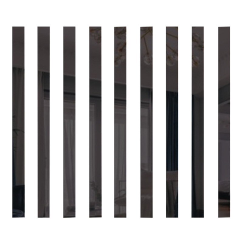 10 stücke 20x5CM Streifen Spiegel Glas Fliesen Zauberstab Aufkleber Decals Mosaik Wohnzimmer Badezimmer Dekor DIY Lange Zauberstab Spiegel Aufkleber Neue: Schwarz