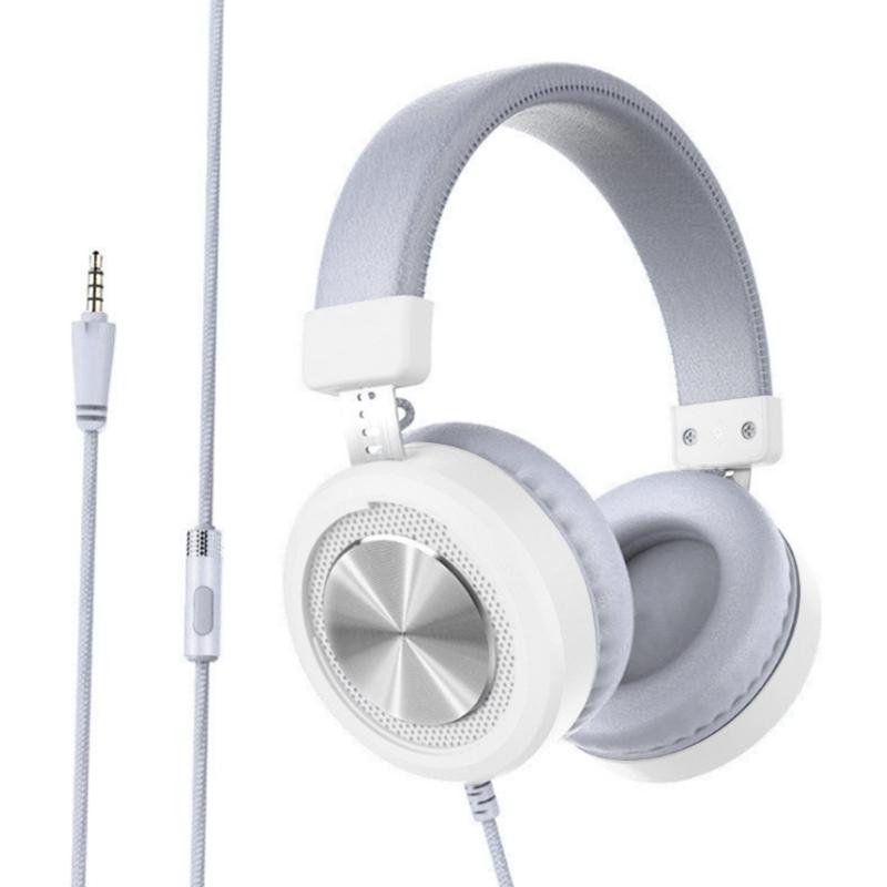 Wired Over Ear Headphones 3.5mm Computer Recording Phone Laptop 68UB: White