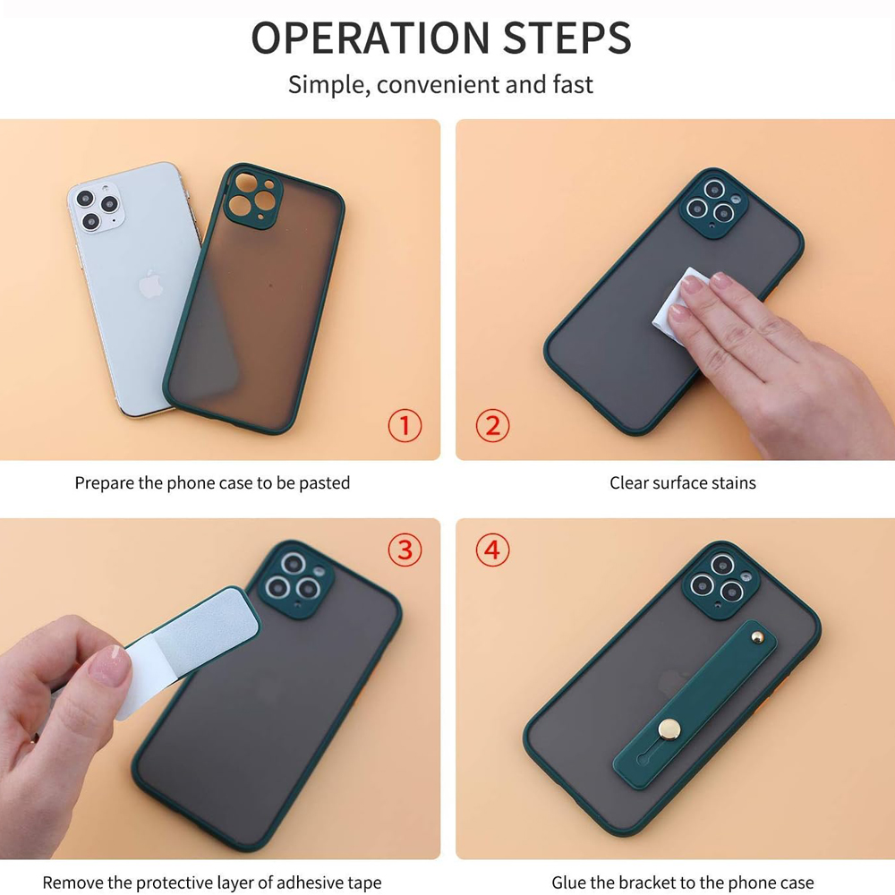 Polsband Handband Vingergreep Mobiele telefoonhouder Stand Push Pull Universele effen kleur Telefoonaansluitinghouder voor iPhone Xiaomi