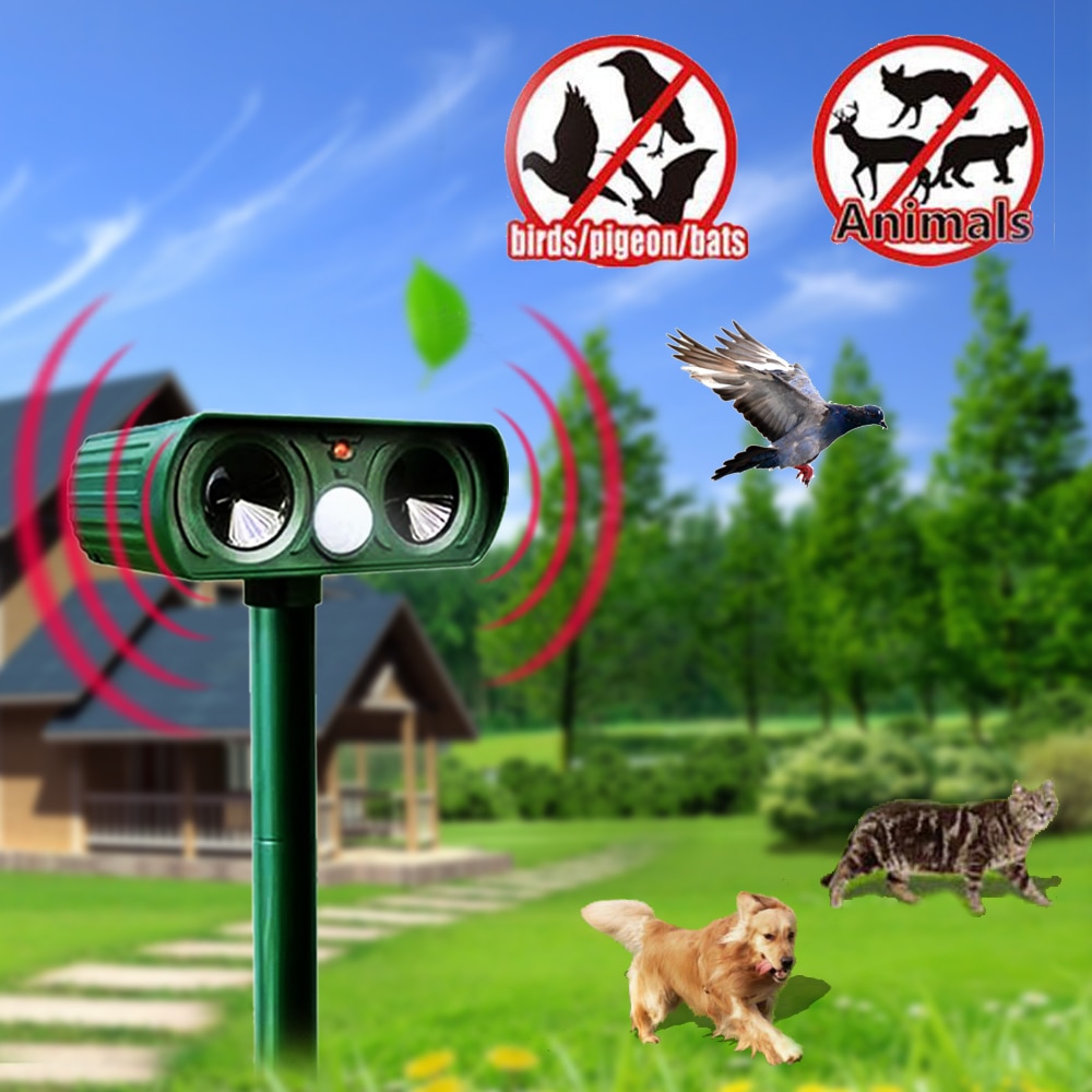 Ultrasonic Animal Repellent Outdoor Garden Solar Powered Bird Repeller Motion PIR Sensor Deterrent Scarer Repellent