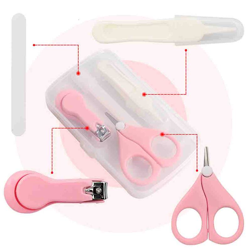 Tijeras de uñas para bebé, juego de combinación de lima de uñas de cuatro piezas, cortauñas de seguridad para bebé