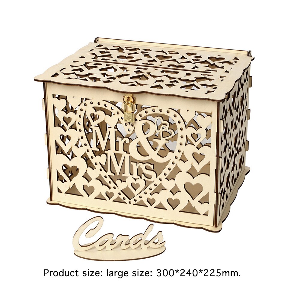 Wedding Card Boxes with Lock DIY Rustic Wedding Card Sign Wooden Card Box Piggy Bank for Marriage Anniversary Party Decor: Style B