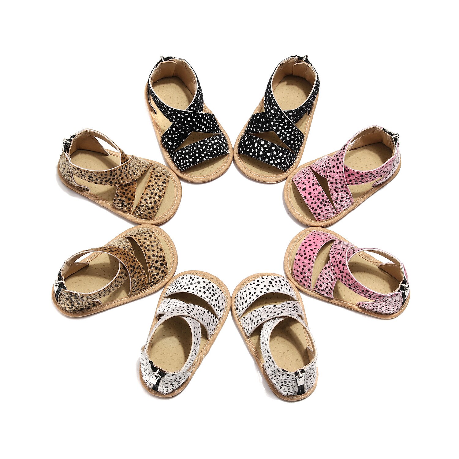 Focusnorm Baby Meisjes Luipaard Print Sandalen Schoenen Anti-Slip Rubberen Zool Peuter Outdoor Eerste Wandelaar Schoenen