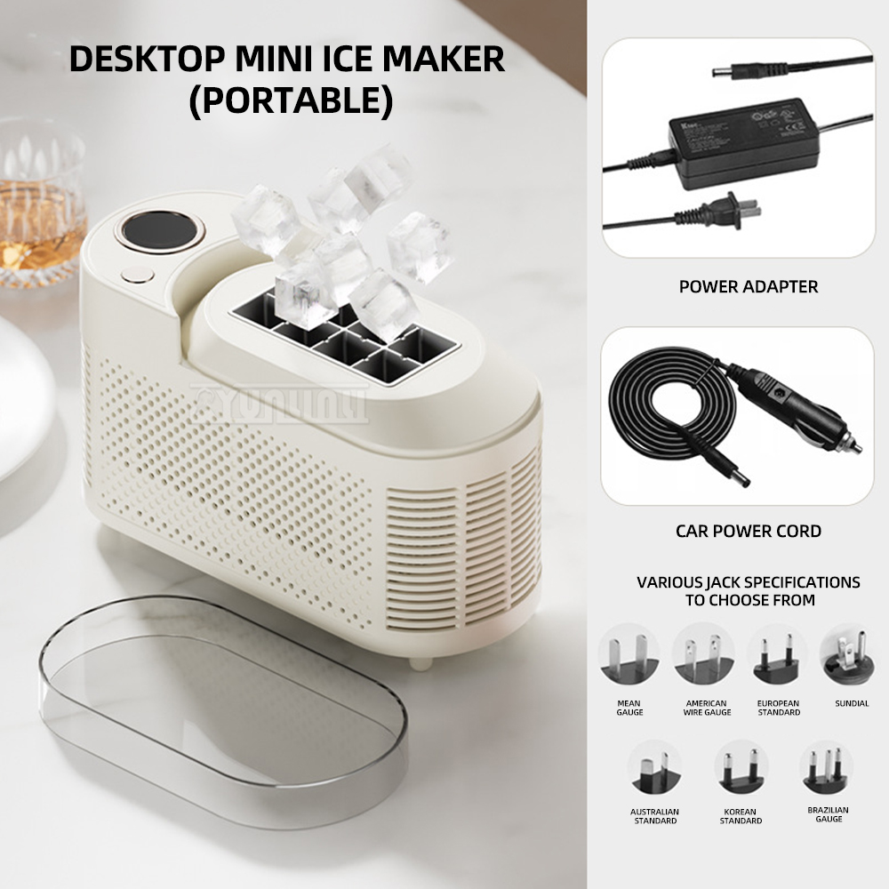 Automatyczna mini kostkarka robić lodu Przenośna kostkarka robić lodu montowana w samochodzie Maquina De Hielo Portatil: Niebieski