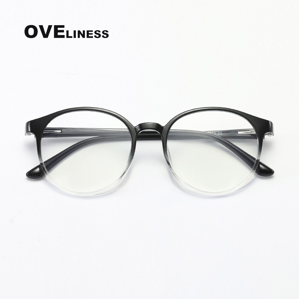 Round anti blue light glasses man women transparent gaming computer eyeglasses frame bluelight blocking glasses Eyewear: black clear