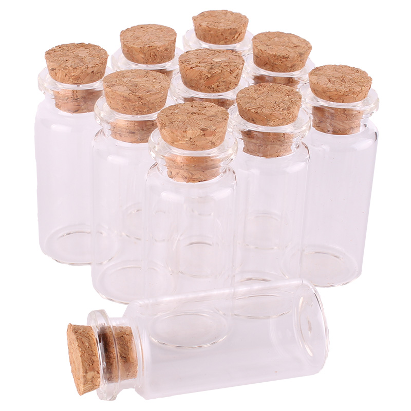 100 stks 10 ml Maat 22*50*12.5mm Mini Glas Parfum Spice Flessen Tiny Jars Flesjes Met Kurk hanger ambachten huwelijkscadeau