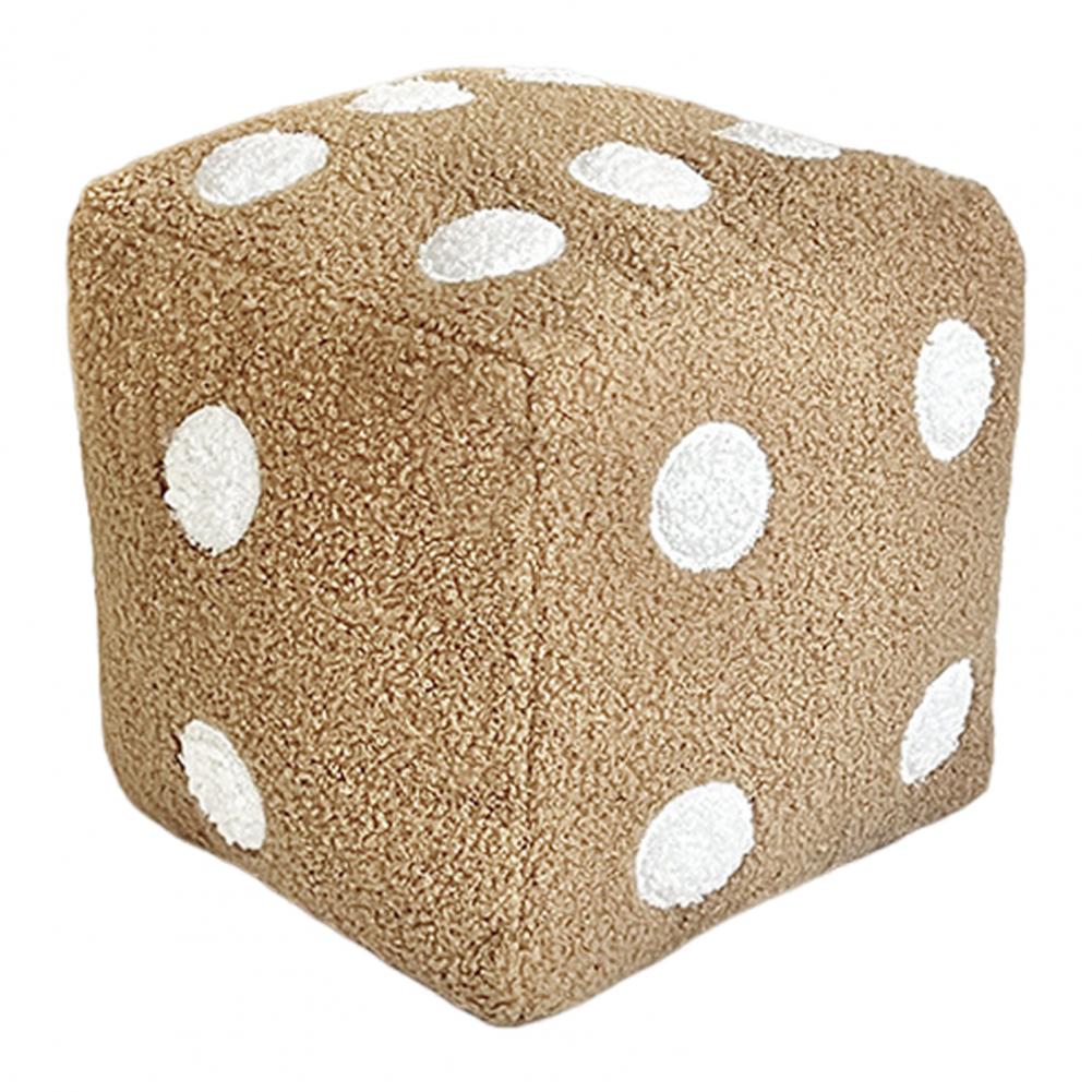 Dados travesseiro cubo cúbico de pelúcia pp algodão simulação dados volta apoio travesseiro de pelúcia almofada decorativa recheada almofada fofa: Cáqui