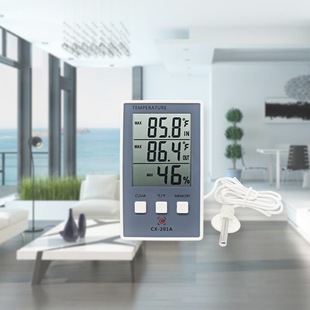 Digital Thermometer Hygrometer Indoor Outdoor Temperature Humidity Meter C/F LCD Display Sensor Probe Weather Station
