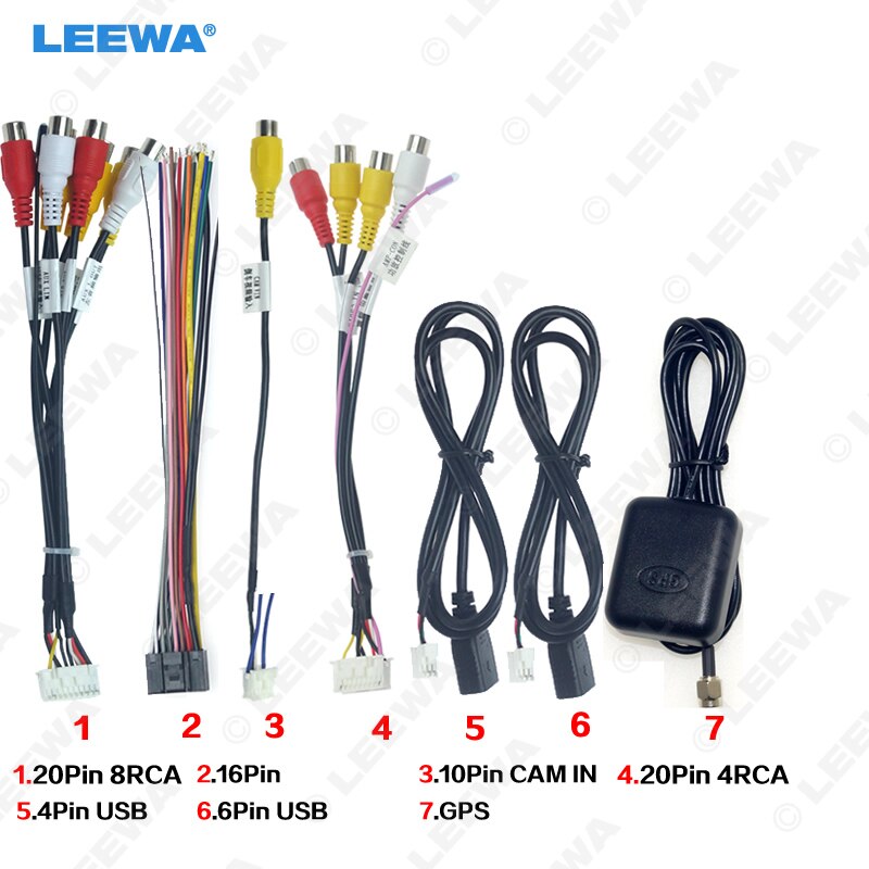 Leewa Auto Head Unit Stereo Kabelboom Kits Compatibel Voor Xy Auto Android Oplossing Interface # CA4919: 1 2 3 4 5 67