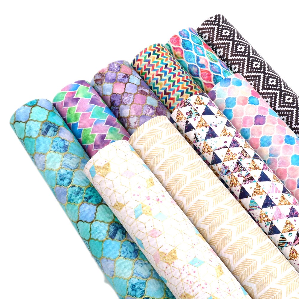 Assorted Printed Faux Leather Fabric For Sewing Artificial Synthetic PVC For DIY Bag Shoes Material Earrings Bows ,1Yc13592: 1081741001