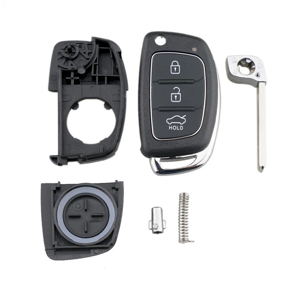 Funda de llave de coche, reemplazo de 3 botones, carcasa de llave remota de coche, compatible con Hyundai Mistra Santa Fe Sonata Tucson Accent I30 I40 I45