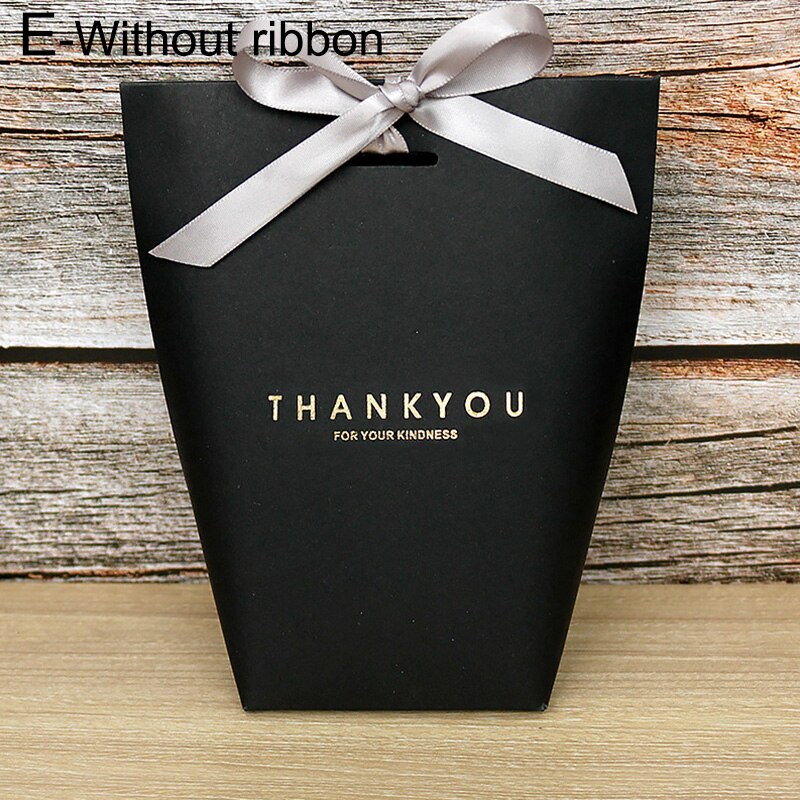 Black White Bronzing "Merci Candy Box Exquisite French Thank You Packaging Candy Kraft Paper Bag Wedding Dragee Box: 05 Without ribbon