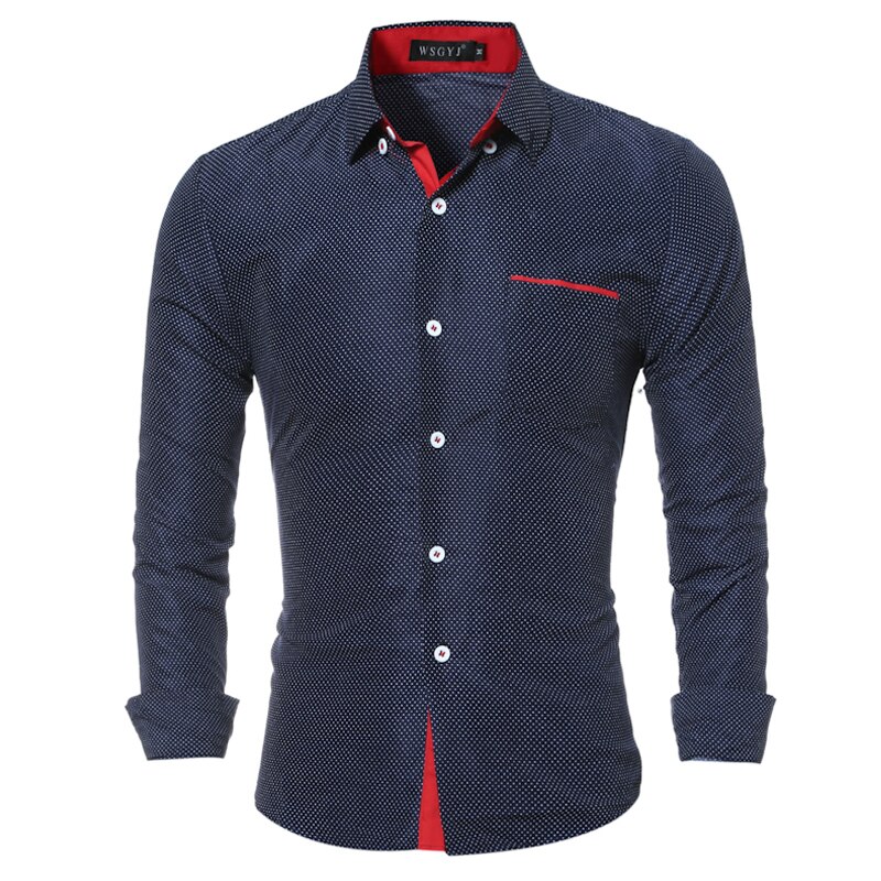 Herretøj herreskjorte wave point slank langærmet skjorte afslappet herreskjorte social plus størrelse m -4xl