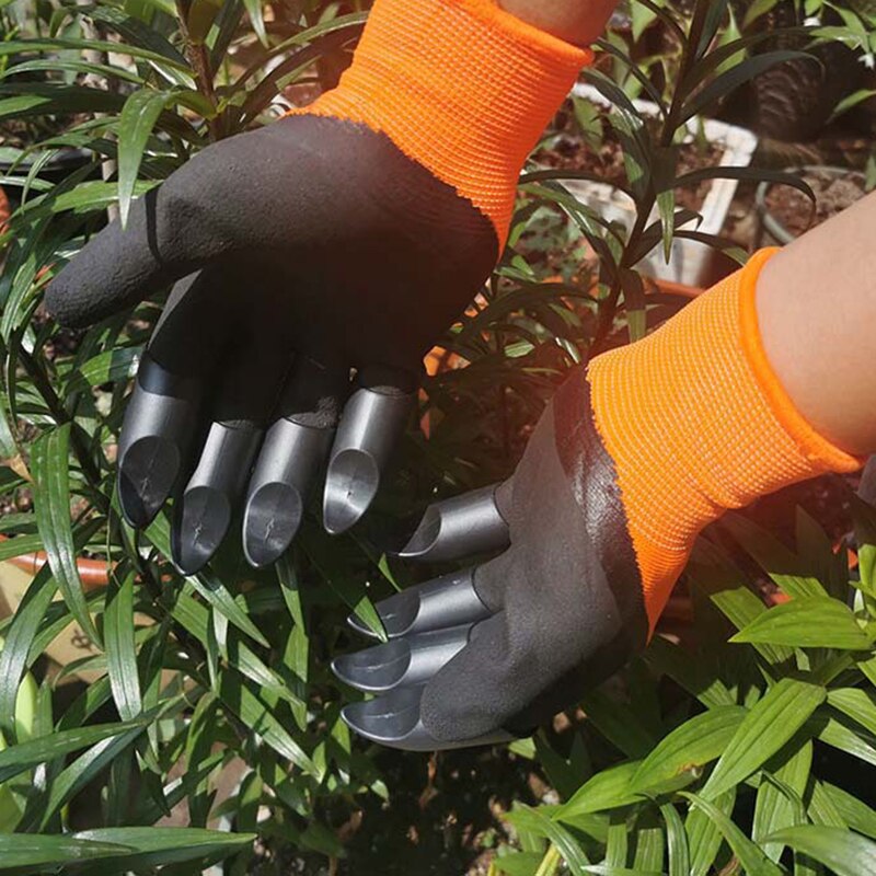Guantes de jardinería protectores para plantar flores y plantas, impermeables, resistentes al desgaste, gruesos, para cepillar el suelo, transpirables: orange double claws