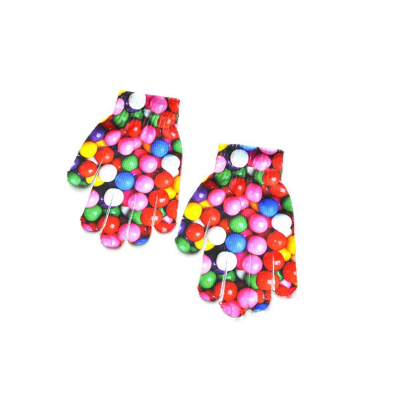 Guantes estampados en 3D para niños y niñas, con dedos, guantes cálidos de invierno, pintados con dibujos animados, 7 a 11 años: Candy