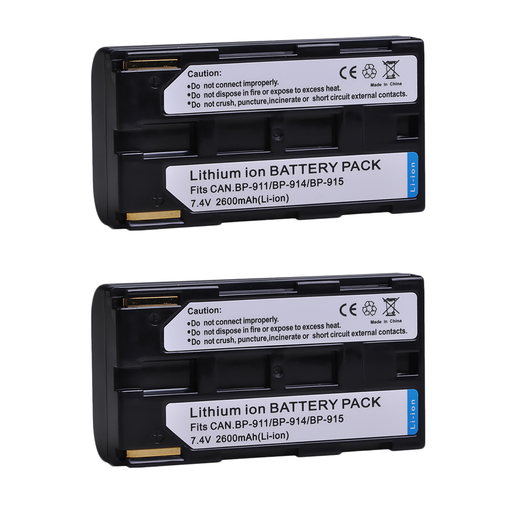 2Pcs BP-911 BP-911K BP-914 BP-915 Battery for Canon BP911, BP914, BP915, E1 E2 E30 ES50 ES6500V, ES7000es, ES7000V, ES8000V