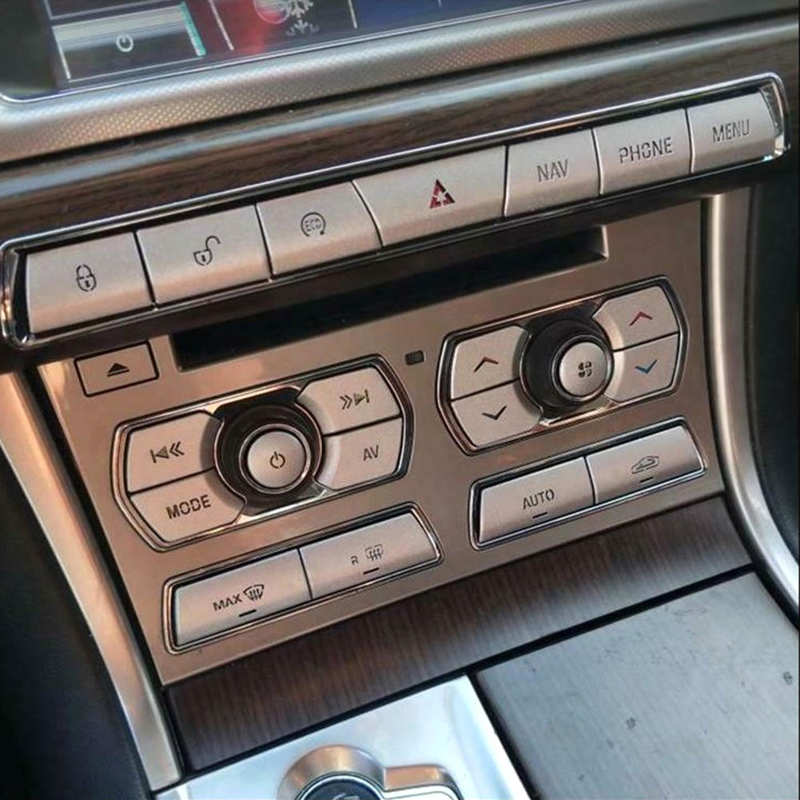7Pcs Multimedia Panel Button Cover Sticker Silver Aluminium Alloy Fit for Jaguar XF Automobiles