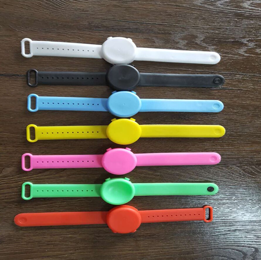 Herbruikbare polsbandjes handdispenser draagbare armband volwassenen kinderen vloeibare handdesinfectiemiddel dispenser siliconen armband met fles
