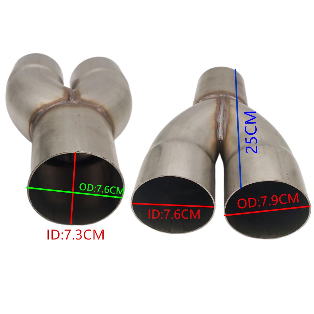 2-1 Stainless SSExhaust Merge Collector Dual 3" ID Inlet to Single 3" OD Outlet