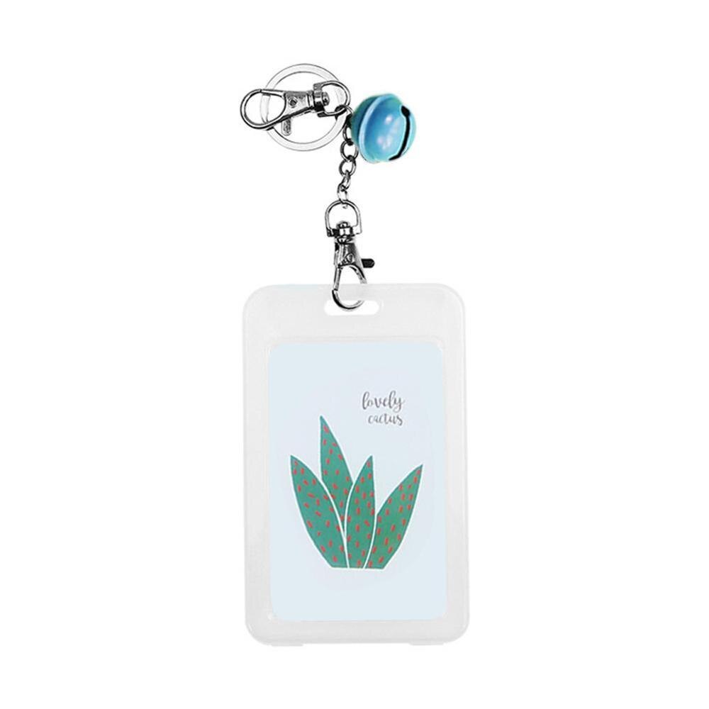 1PC Card Cover with Keyring Chain Card Bag Card Card Holder Bus Pass Plastic Cute Credit ID Cartoon Holder Student K5I9: Aloe
