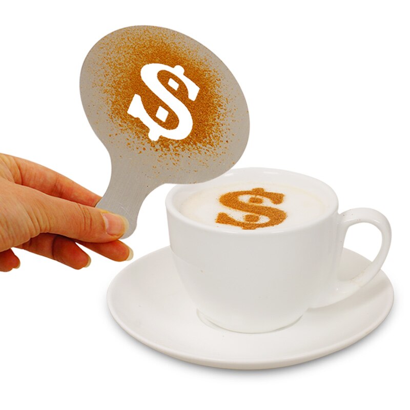 Stainless Steel Coffee Latte Art Mold Fancy Pattern Stencil Latte Art Artifact Dusting Mold Milk Tea 16 patterns16PCS