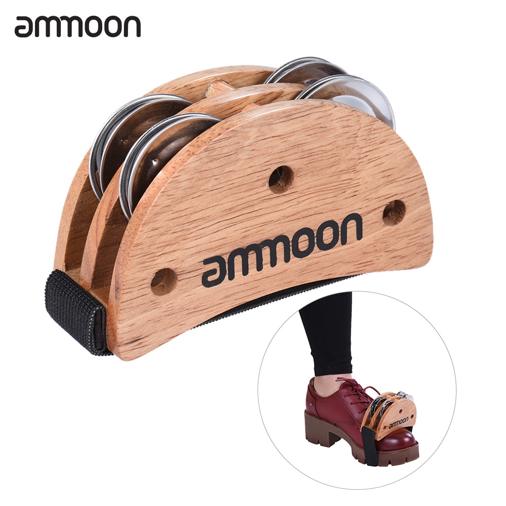 Ammoon pie Jingle pandereta Burlywood caja de Cajon elíptica, accesorio de compañero de tambor para instrumentos de percusión de tintineo de mano