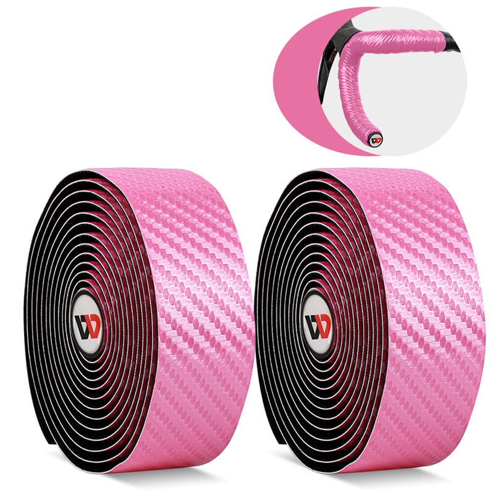 Kulfiber håndtag tape mønster eva pu tape praktisk stødsikker sejhed dæmpende anti-vibration bar tape bælte til landevejscykel: Lyserød