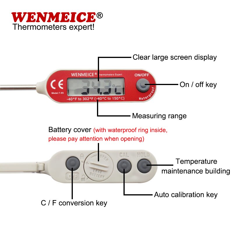 Termómetro químico de suelo Industrial para laboratorio, calibración automática IP68, termómetro para alimentos congelados, temperatura del agua y leche