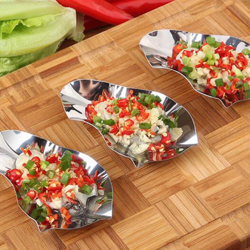 4 Pcs Unique Oyster Dishes Rust-proof Wear-resistant Sauce Dishes (Silver)