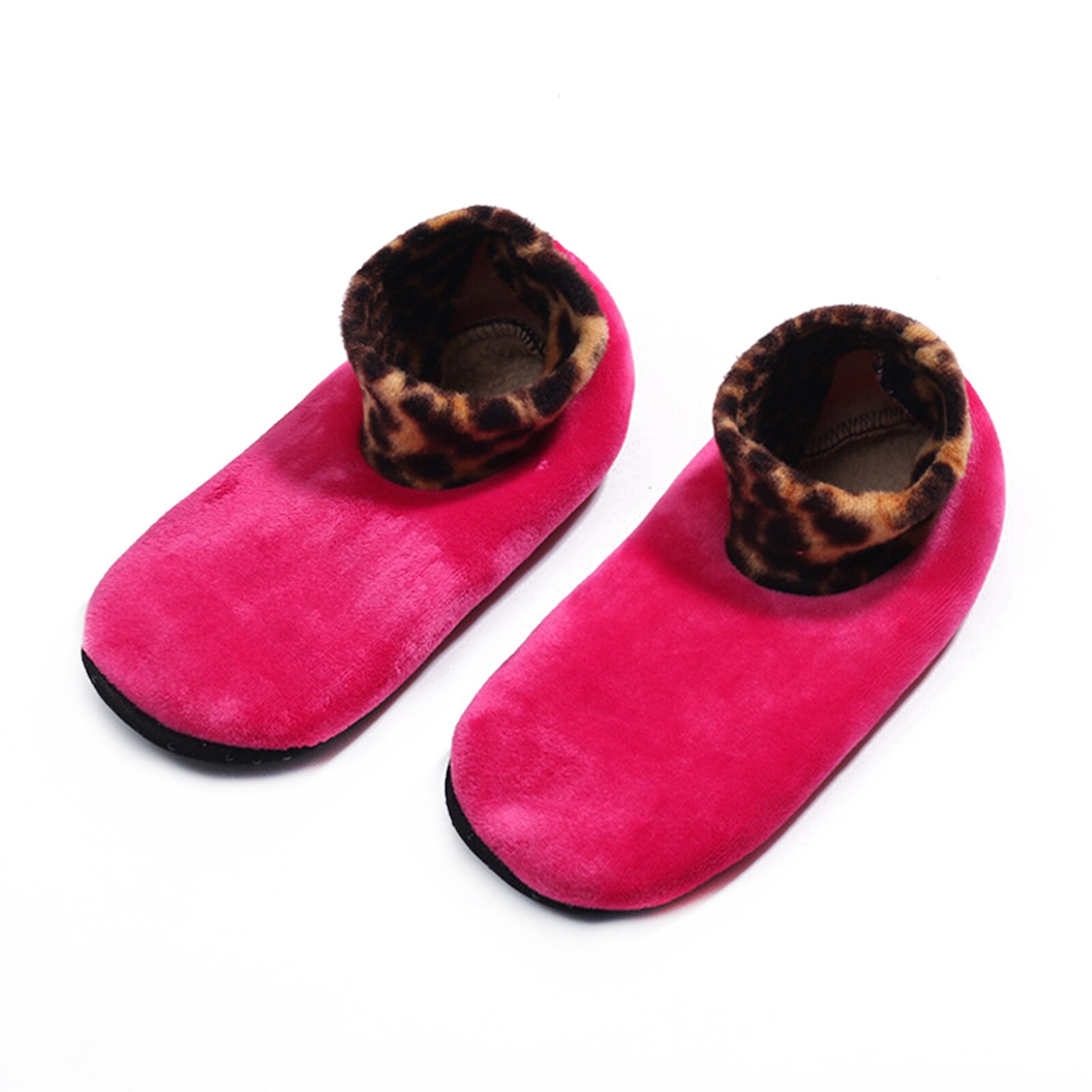 Non Slip Socks Tile Wood Floors Anti-Skid Crew Grip Socks Warmth And Velvet Thickening Autumn And Winter For Adults: rose red for women