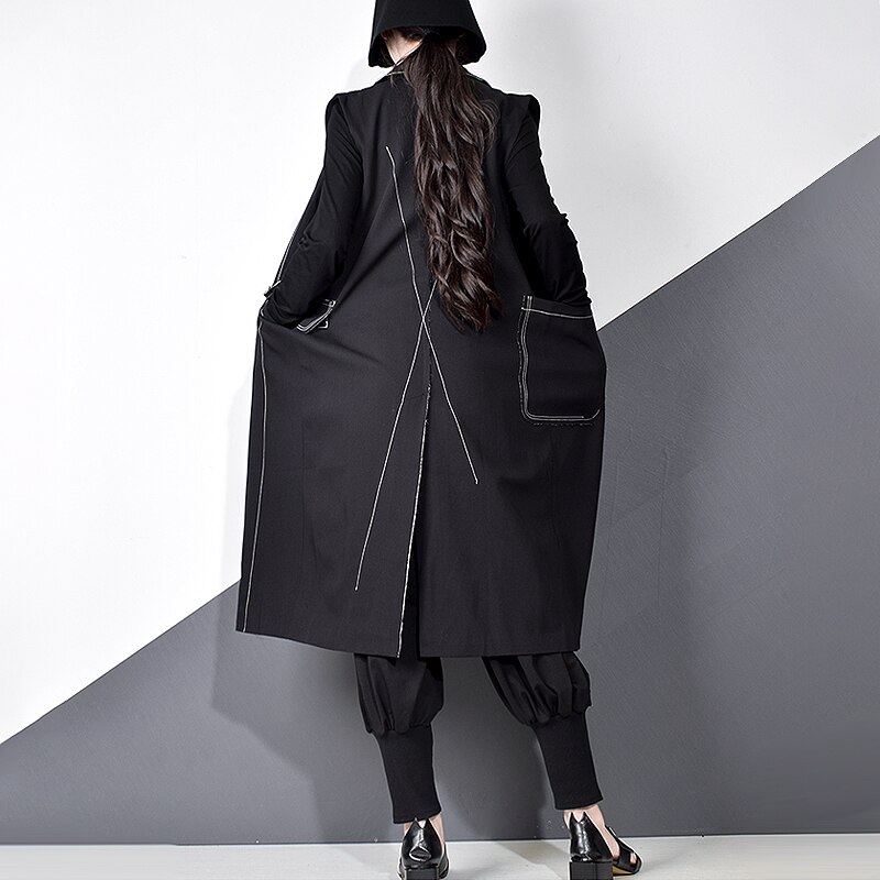 Xitao gestreepte vesten met knoopsluiting en split aan de achterkant voor dames, casual herfsttrend, omslagkraag, mouwloos, zak  xj4931