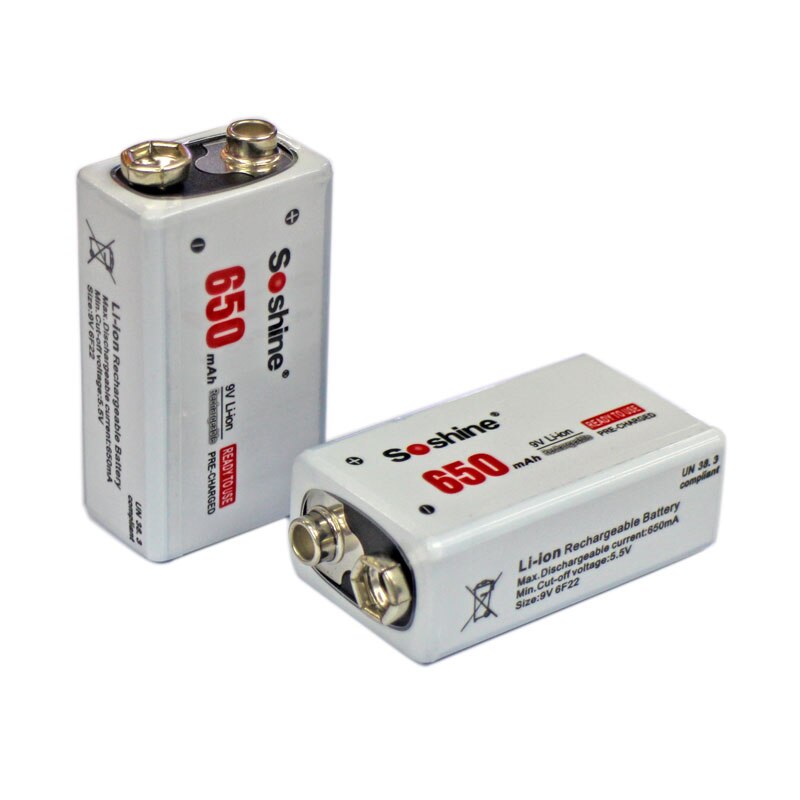 Soshine 9V Lithium Batterij Maximale Capaciteit 650 Mah Li-Ion De Oplaadbare 1 Pcs