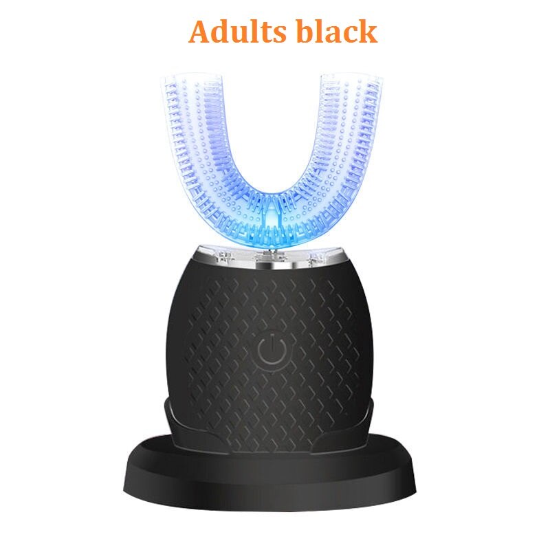 Smart 360 Degrees Automatic Sonic Electric Toothbrush for Children Adult U Type 4 Modes Tooth Brush USB Charging Tooth Whitening: adult black