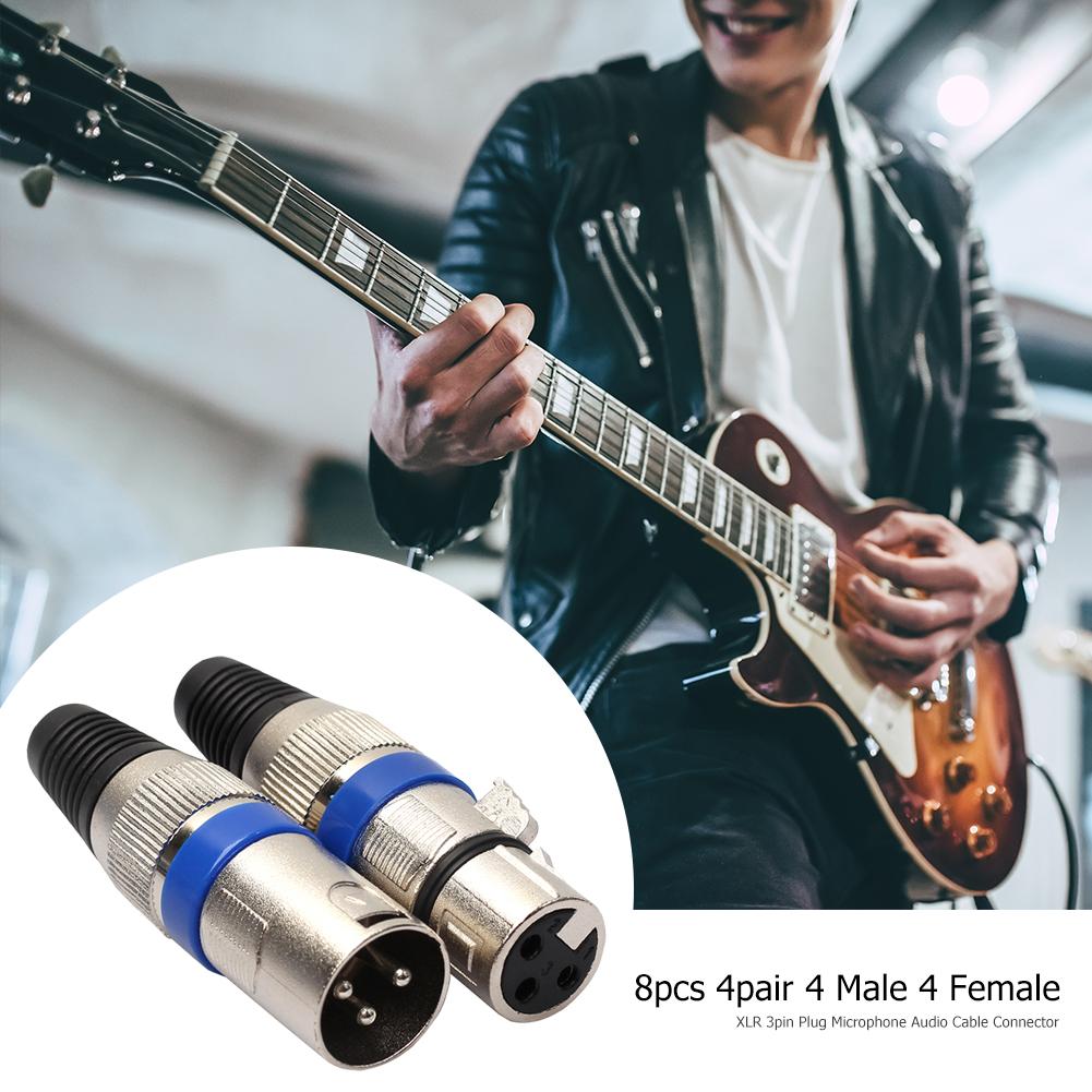 8 Stuks 4 Mannelijke 4 Vrouwelijke Xlr 3Pin Plug Microfoon Audio Kabel Connector Adapter Mini Draagbare Accessoires