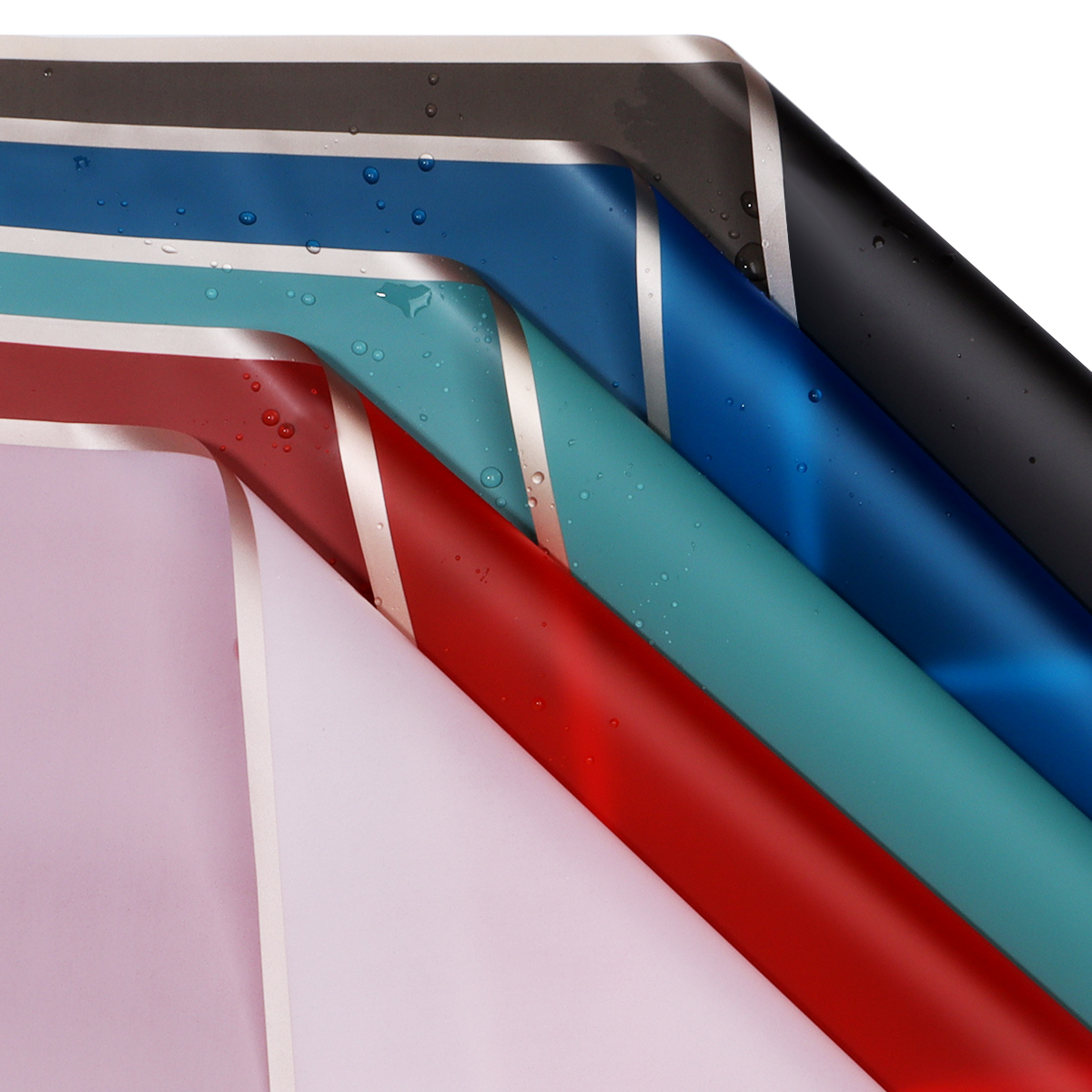 20 Stuks Plastic Boeket Inpakpapier Kleur Waterdicht Gouden Rand Jelly Film voor DIY Bloemen Party Thuis Verpakkingsbenodigdheden