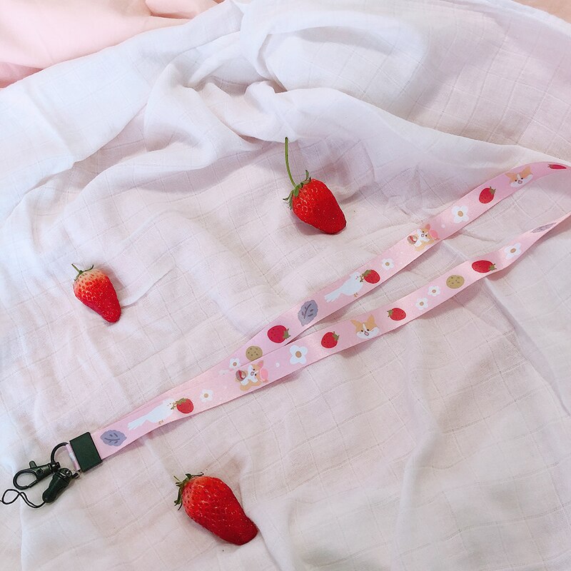 STARRY FOREST Strawberry lindo teléfono móvil correas para cuello y muñeca chica Rosa correa para teléfono móvil y cámara