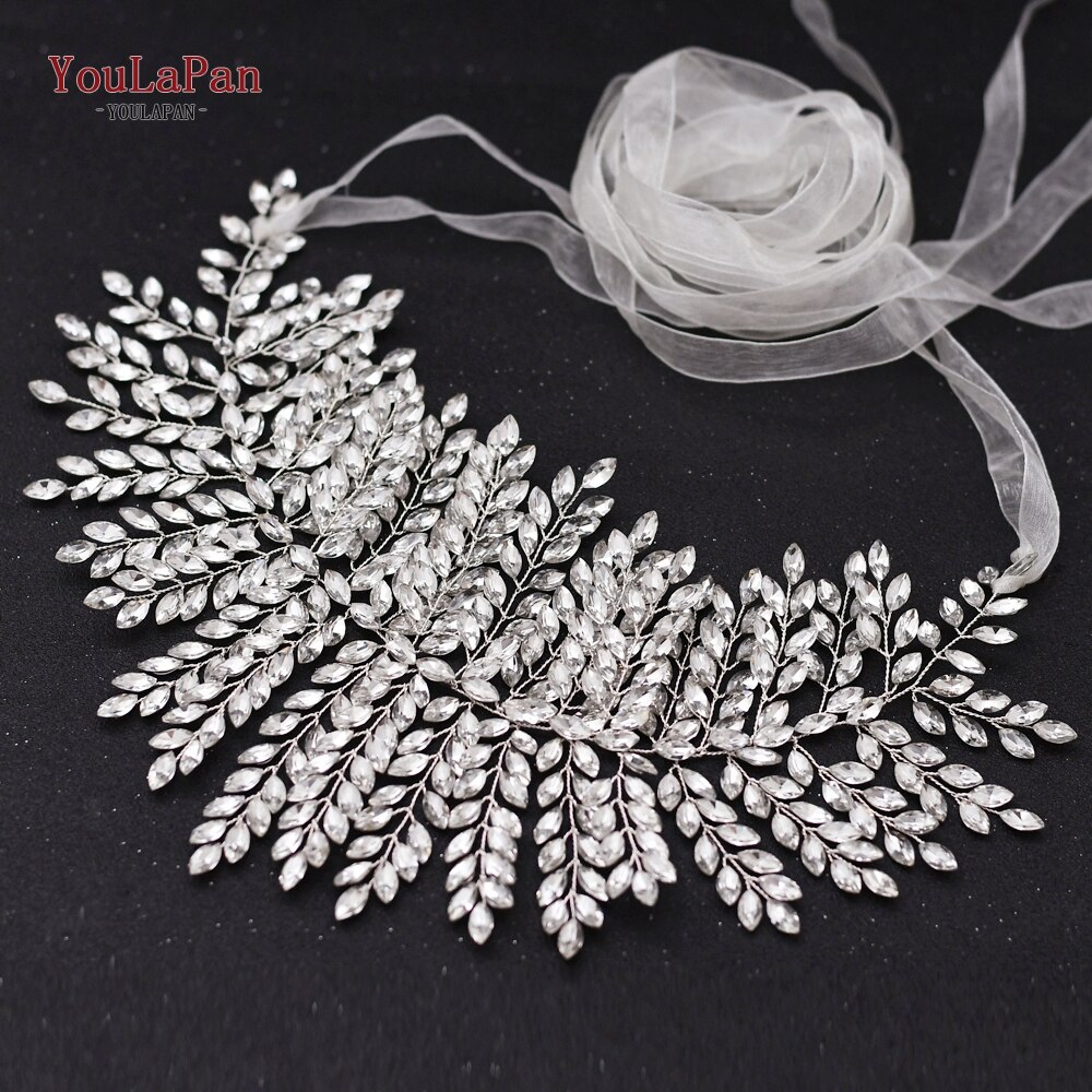 Youlapan  sh238- s bröllop sten bälten för kvinna damer bälte för klänning glitter bälte rhinestone bälte skärmar kvinnors juvel bälte: Elfenben organza