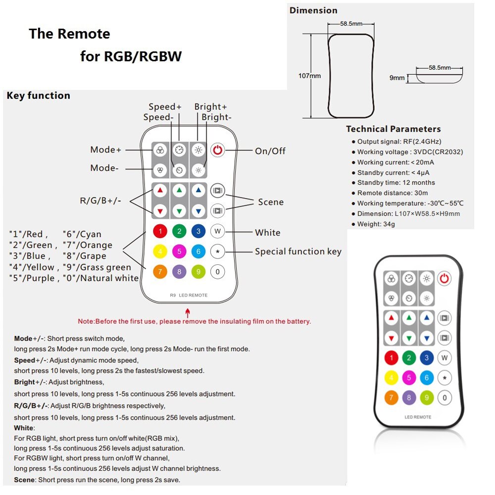 RF 12 v 24 v 2,4g RGB RGBW Controller Led-streifen RGB Controller Wireless RF Remote Controller 12 Volt fernbedienung V3