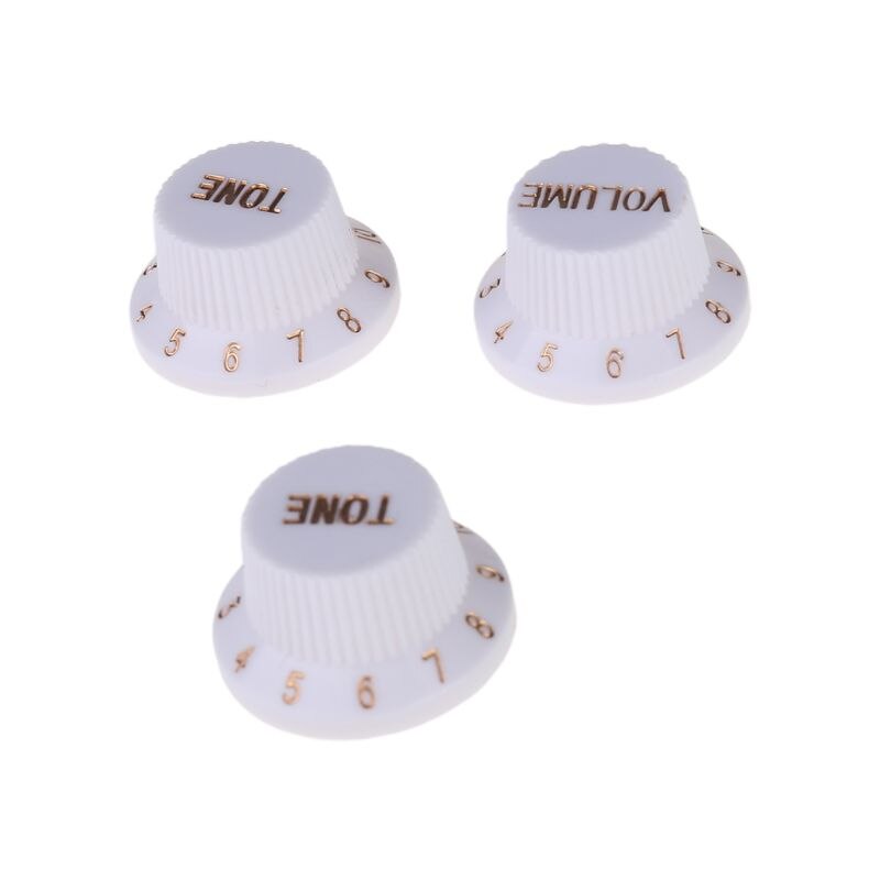 1 Volume 2 boutons de contrôle de tonalité pour guitare électrique basse FD ST plastique blanc doré