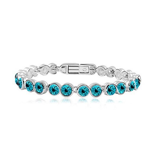 Cooper charm Shiny Austria Crystal Bracelets & Bangles Women Accessories: Blue Zircon