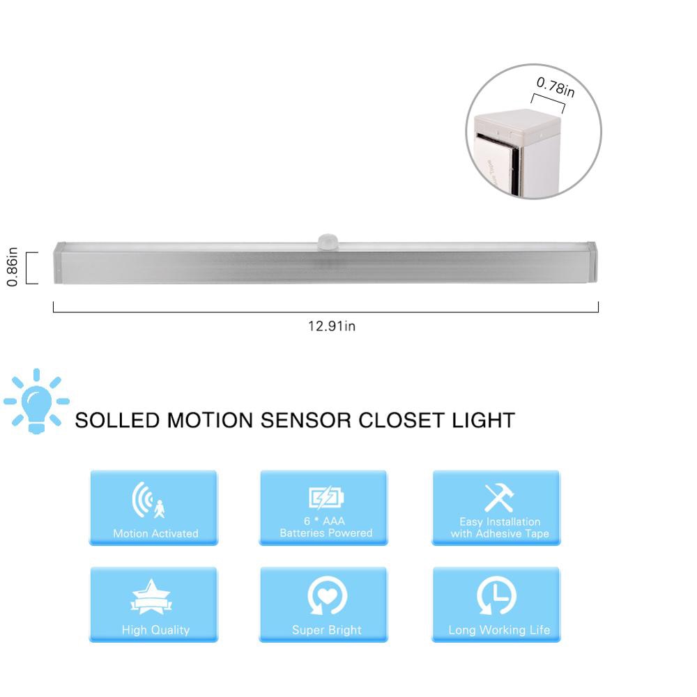 LED Wireless Night Light with PIR Motion Sensor Battery Power Cabinet Drawer Light Closet Cabinet Lamp Night LED Light