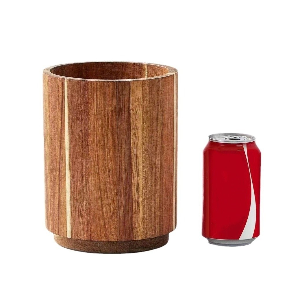 Porta utensilios de cocina de madera 360 ° Perchero giratorio para cubiertos, organizador de horquillas grande con fondo antideslizante de 16,5 cm