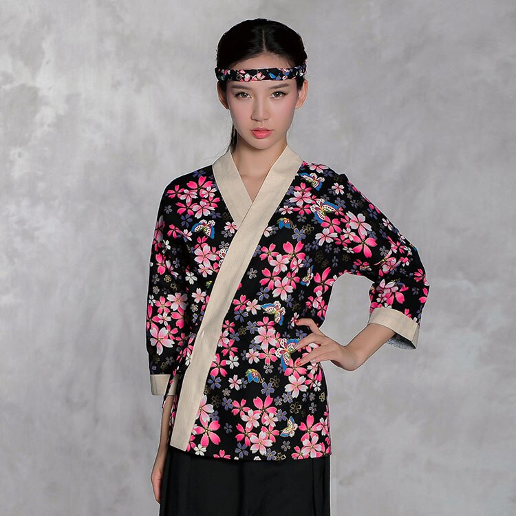 Cherry blossoms Japanese cuisine Men Sushi chef uniform Woman Restaurant work clothes