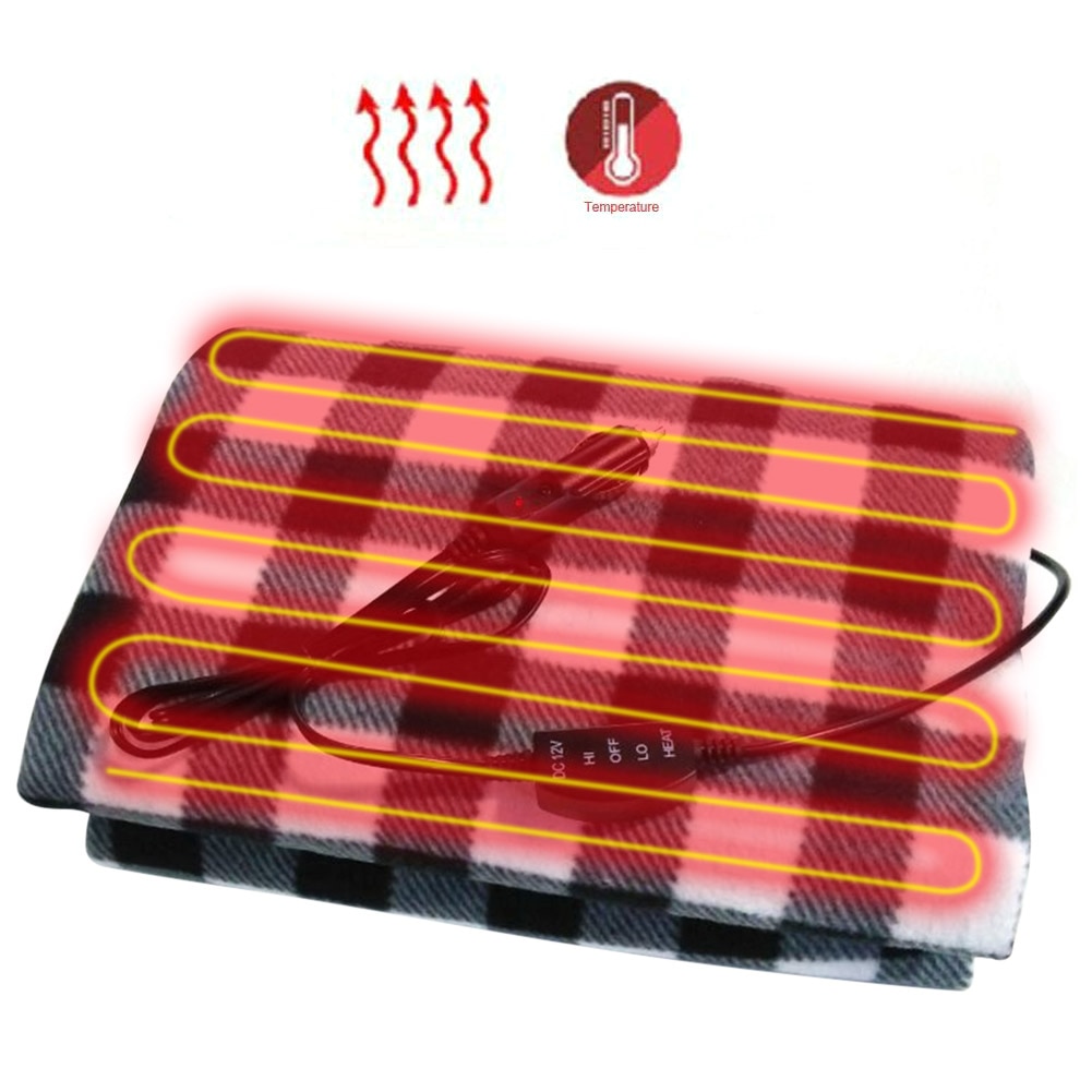 145*100cm 12V Car Electric Blanket Portable Camping Travel Winter Warm Heating Blanket Car Warm Supplies