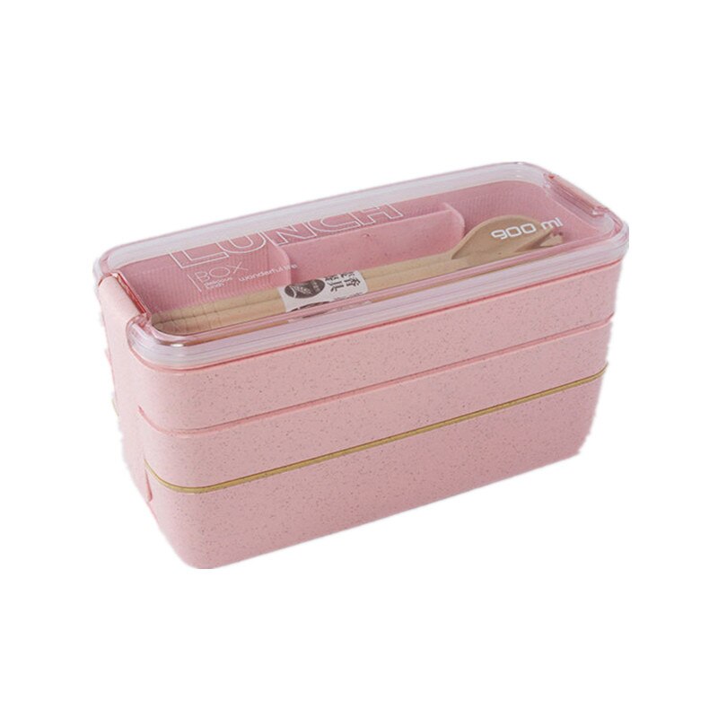 900ml matbokser matkvalitet bentokasse 3 etterslep hvetestrå bentokasser mikrobølgeovn servise matlagring matbeholdere matkasse: 900ml rosa