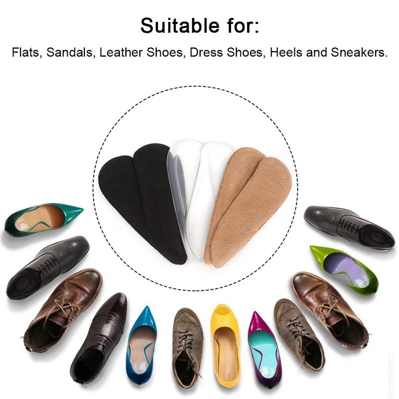 Medial & Lateral Heel Wedge Silicone Insoles for Supination and Pronation, Corrective Adhesive Gel Shoe Inserts for Bow Legs, Fo