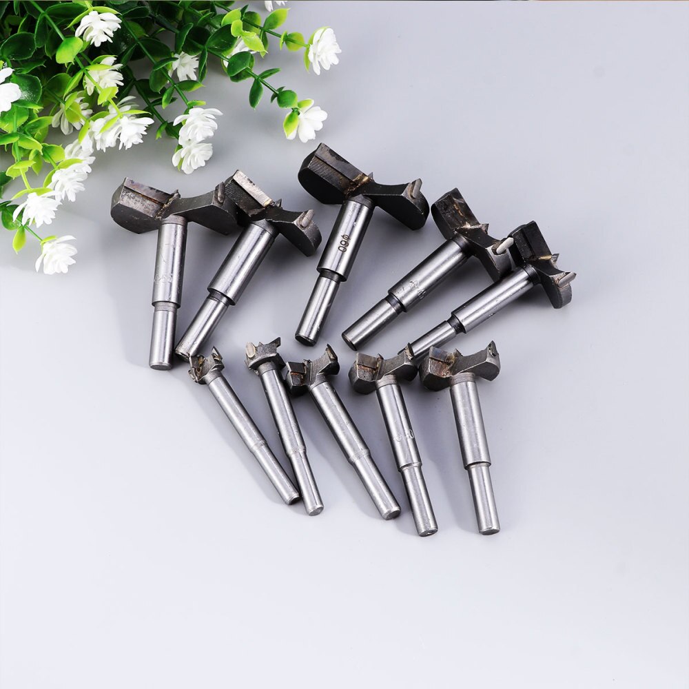 10Pcs Auger Boor Set Hout Cutter Inbussleutel Houtbewerking Gat Voor Power Tools 15Mm 20Mm 25mm 30Mm 35Mm 40Mm 45Mm 50Mm 55